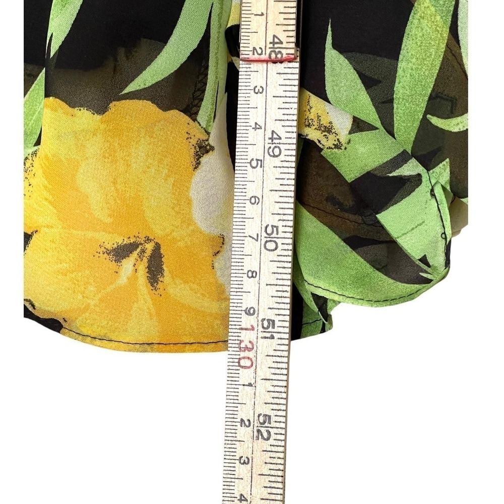 Bar III Floral Maxi Dress Women Large Black Yellow Excellent Ruffle Slit V-Neck - Picture 10 of 16